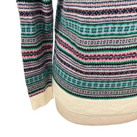Talbots Wool Blend Fair Isle Sweater Stripe Bold Ski-Après Nordic Cabincore-MP - Picture 3 of 11